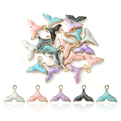 20Pcs 5 Colors Alloy Enamel Pendants, Whale Tail Shape, Light Gold, Mixed Color, 15x17.5x3mm, Hole: 1.6mm, 4pcs/color(ENAM-YW0003-05)