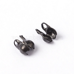 304 Stainless Steel Bead Tips, Calotte Ends, Clamshell Knot Cover, Electrophoresis Black, 4x2mm, Hole: 1.2mm(X-STAS-L182-10)