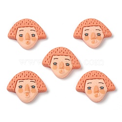 Resin Cabochons, Cartoon Character, Human with Light Salmon Hair, 18x22x5mm(CRES-G015-01)