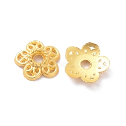 Rack Plating 5-Petal Alloy Bead Cap, Cadmium Free & Lead Free & Nickle Free, Flower, Matte Gold Color, 11.5x2.5mm, Hole: 2.5mm(FIND-I036-04MG)