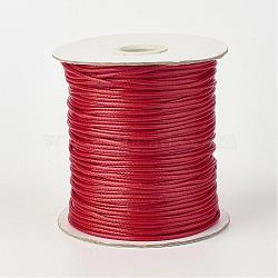 Eco-Friendly Korean Waxed Polyester Cord, FireBrick, 1mm, about 169.51~174.98 Yards(155~160m)/Roll(YC-P002-1mm-1135)