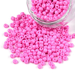 12/0 1.5~2mm Baking Paint Glass Seed Beads Loose Spacer Beads, Hot Pink Hole: 0.5~1mm, about 2890pcs/50g(X-SEED-S001-K2)