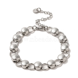 Non-Tarnish 304 Stainless Steel Flat Round Link Chain Bracelet, Stainless Steel Color, 6-3/8 inch(16.1cm), Wide: 8mm(BJEW-Q776-02C-02)