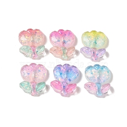 Transparent Resin Decoden Cabochons, Sparkle Tulip Flower with Paillettes, Mixed Color, 28.5x20x6.5mm(RESI-S391-21)