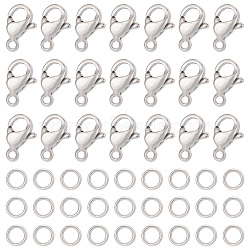 120Pcs 304 Stainless Steel Lobster Claw Clasps with 120Pcs Open Jump Rings, Stainless Steel Color, Clasp: 9x6x3mm, Hole: 1mm; Jump Rings: 4x0.7mm(21 Gauge), Inner Diameter: 2.6mm(STAS-SC0004-90)