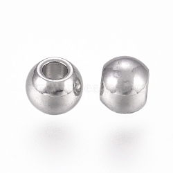 316 Surgical Stainless Steel Beads, Round, Stainless Steel Color, 3x2.5mm, Hole: 1.2mm(STAS-I144-01A)