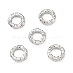 Brass Textured Linking Rings, Rack Plating, Long-Lasting Plated, Lead Free & Cadmium Free, Ring Shape, Platinum, 8x2mm, Inner Diameter: 4mm(KK-D289-32P)