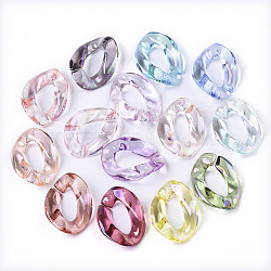 Transparent Acrylic Linking Rings, AB Color Plated, Quick Link Connectors, For Jewelry Curb Chains Making, Twist, Mixed Color, 22.5x16.5x5mm, Inner Diameter: 6x12mm(X-PACR-R246-004A)