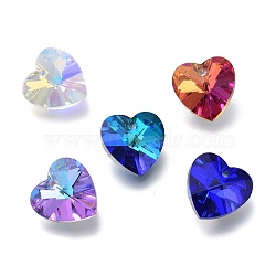 Electroplate Glass Charms, Faceted, Heart, Mixed Style, Mixed Color, 14x14x7.5mm, Hole: 1.4mm(RGLA-L026-B)