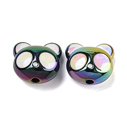 UV Plating Iridescent Acrylic Beads, AB Color, Panda, Black, 17x18.5x12.8mm, Hole: 2.5mm(MACR-D032-14B)