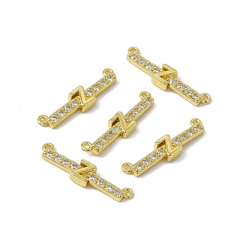 Rack Plating Brass Micro Pave Clear Cubic Zirconia Connector Charms, Real 18K Gold Plated, Long-Lasting Plated, Cadmium Free & Nickel Free & Lead Free, Letter Links, Letter.Z, 6x24.5x2.5mm, Hole: 1.2mm