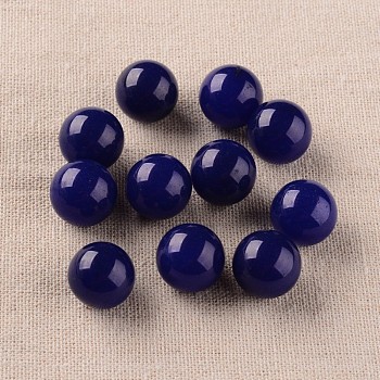 Natural White Jade Round Ball No Hole Beads, Dyed & Heated, 16mm