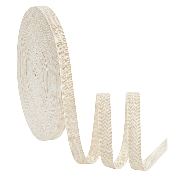 Flat Polycotton Twill Tape Ribbon, Herringbone Ribbon, Cornsilk, 15x1mm