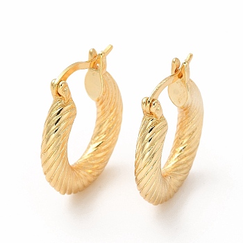 Rack Plating Brass Round Hoop Earrings for Women, Cadmium Free & Lead Free, Real 18K Gold Plated, 23x4x20mm, Pin: 0.7x1.5mm