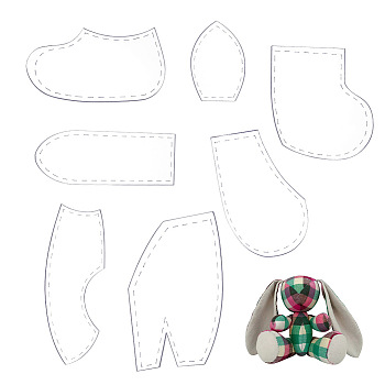 Acrylic Quilting Templates, DIY Patchwork Sewing Crafts, for Rabbit Doll Making, Clear, 60~135x40~105x2.5mm, 7pcs/set