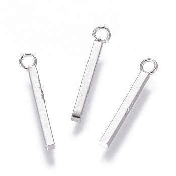 304 Stainless Steel Pendants, Rectangle, Stainless Steel Color, 18x1.5x1.5mm, Hole: 1.8mm
