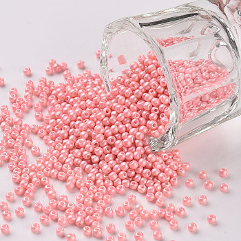 11/0 Grade A Round Glass Seed Beads, Baking Paint, Lavender Blush, 2.3x1.5mm, Hole: 1mm, about 48500pcs/pound