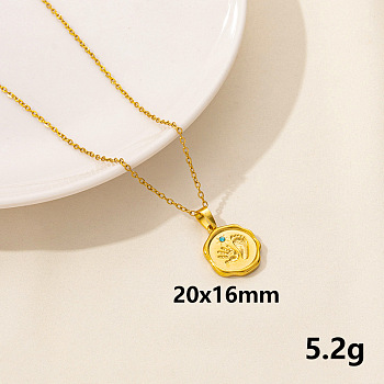 Stainless Steel Flat Round with Hand & Footprint Pendant Necklaces, Cable Chain Necklaces