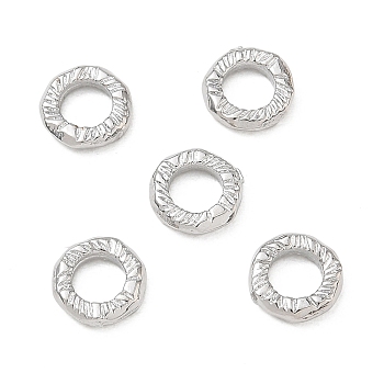 Brass Textured Linking Rings, Rack Plating, Long-Lasting Plated, Lead Free & Cadmium Free, Ring Shape, Platinum, 8x2mm, Inner Diameter: 4mm