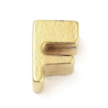 304 Stainless Steel Pendants, Real 24K Gold Plated, Letter F, 8x5.5x4mm, Hole: 1.6mm