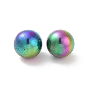 Electroplated Non-magnetic Synthetic Hematite Beads, No Hole, Round, Multi-color Plated, 15.5~16mm