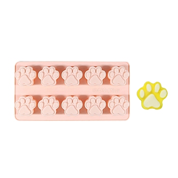 Paw Print Shape DIY Food Grade Silicone Molds, Fondant Molds, Resin Casting Molds, for Chocolate, Candy, UV Resin & Epoxy Resin Craft Making, Misty Rose, 110x216x20mm