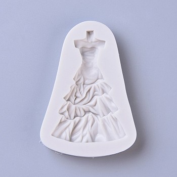 Food Grade Silicone Statue Molds, Fondant Molds, for DIY Cake Decoration, Chocolate, Candy, Portrait Sculpture UV Resin & Epoxy Resin Jewelry Making, Dress, WhiteSmoke, 77x55x10mm, Inner Size: 64x43mm