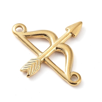 304 Stainless Steel Connector Charms, Cupid Bow and Arrow Links for Valentine's Day, Golden, 21x23x2mm, Hole: 1.6mm