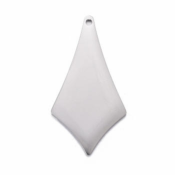 304 Stainless Steel Pendants, Stamping Blank Tag, Rhombus, Stainless Steel Color, 29x15x1mm, Hole: 1.2mm