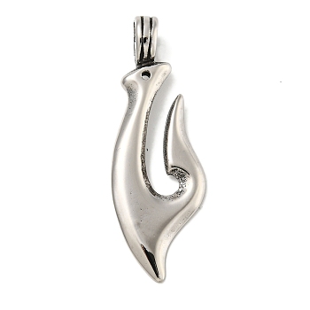 316 Surgical Stainless Steel Pendants, Hook, Antique Silver, 49.5x17x8mm, Hole: 6mm