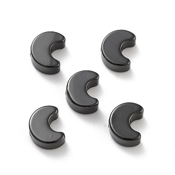 Rack Plating Moon Brass Beads, Long-Lasting Plated, Cadmium Free & Lead Free, Black, 7x5.5x3mm, Hole: 1.2mm