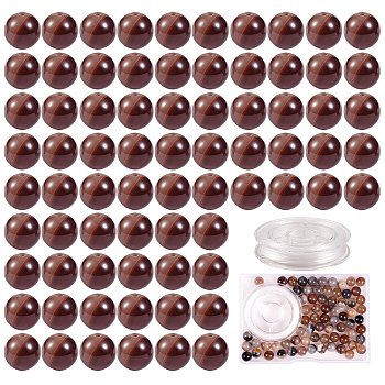 Dyed & Heated Natural Agate Imitation Botswana Agate Round Beads for DIY Bracelet Making Kit, with 1 Roll Elastic Thread, Beads: 8mm, Hole: 1mm, 100pcs/set