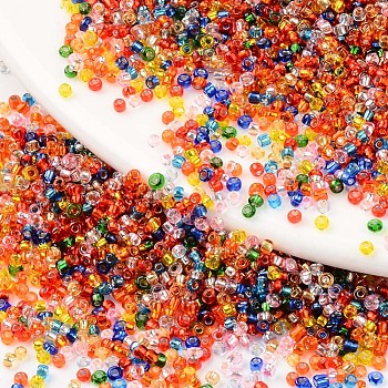 12/0 Glass Seed Beads, Silver Lined Round Hole, Round, Mixed Color, 12/0, 2~2.5x1.5~2mm, Hole: 0.8mm, about 450g/bag