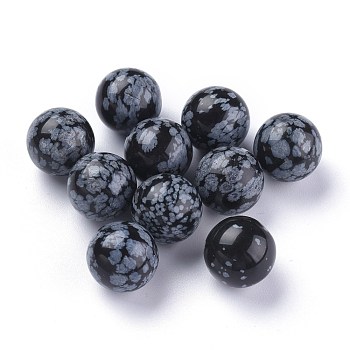 Natural Snowflake Obsidian Beads, Gemstone Sphere, No Hole/Undrilled, Round, 17.5~18mm