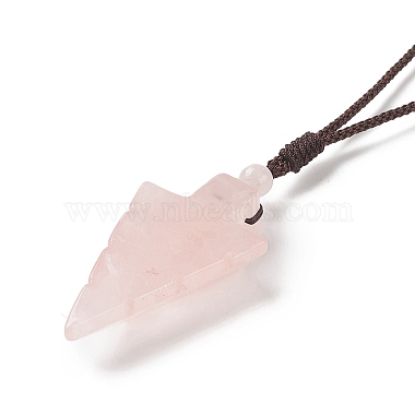 Collar con colgante de flecha de cuarzo rosa natural(NJEW-C031-02G)-4