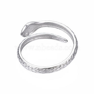 304 Stainless Steel Snake Wrap Open Cuff Ring for Women(RJEW-T023-77P)-2