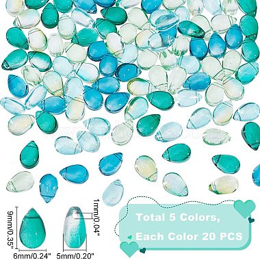 AHADERMAKER 100Pcs 5 Colors Transparent Glass Charms(GGLA-GA0001-04)-2