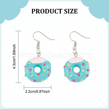6 Pairs 6 Colors Resin Doughnut Dangle Earrings(EJEW-AN0003-27)-2