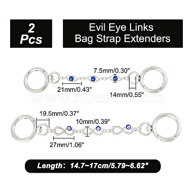 arricraft 1 ensemble d'extensions de sangle de sac en alliage émaillé mauvais œil(FIND-AR0003-57)-2