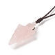 Collar con colgante de flecha de cuarzo rosa natural(NJEW-C031-02G)-4