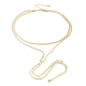 Brass Flat Snake Chains Double Layered Necklaces(NJEW-P289-08G)-2
