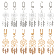 12Pcs 2 Colors Alloy Woven Web/Net with Feather Pendant Decoration(HJEW-NB0001-71)-1