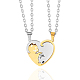 Two Tone Heart Puzzle Matching Necklaces Set(JN1010B)-1