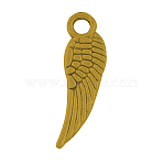 Tibetan Style Alloy Wing Charms, Lead Free & Cadmium Free & Nickel Free, Antique Golden, 17x5x1mm, Hole: 2mm, about 2530pcs/1000g(TIBEP-3344-AG-NR)