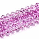 Crackle Transparent Glass Beads Strands, Round, Faceted, Camellia, 7.5~8mm, Hole: 1~1.2mm, about 52~53pcs/strand, 14.76~15.35 inch(37.5~39cm)(X1-GLAA-N063-8mm-05)