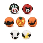 Halloween Handmade Polymer Clay Beads, Round, Mixed Color, 16.5~24x15.5~18mm, Hole: 3mm(PR-CBA40AD-10)