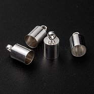 Brass Cord Ends, End Caps, Long-Lasting Plated, Column, 925 Sterling Silver Plated, 10.5x5.5mm, Hole: 1.8mm, Inner Diameter: 5mm(KK-H759-41F-S)