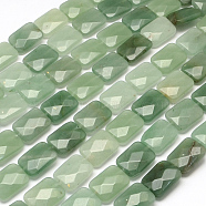 Faceted Rectangle Green Aventurine Beads Strands, Dyed, 16x12~13x5~6mm, Hole: 1mm, about 13pcs/strand, 8.26 inch(G-R304-12)