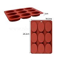 DIY Soap Food Grade Silicone Molds, for Handmade Soap Making, 9 Cavities, Oval, Mixed Color, 282x182x20mm(SOAP-PW0001-021H)