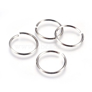 304 Stainless Steel Open Jump Rings, Stainless Steel Color, 13 Gauge, 25x1.8mm, Inner Diameter: 22mm, about 100pcs/bag(STAS-P212-23P-03)